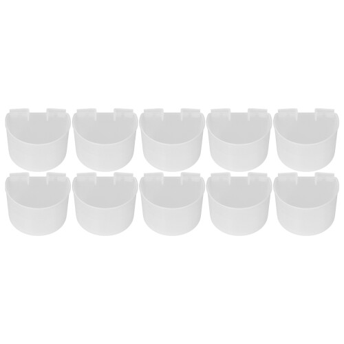 10 Stück Plastiktaubenvogelfutterbecher, Transparentes Aufhängeschälchen, Halbkreisdesign 1