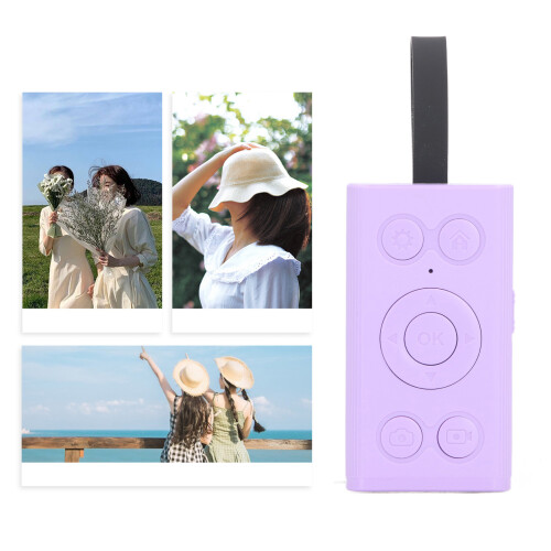 Bluetooth Remote Control 9-Key Camera Shutter for Phone Tablet, Purple