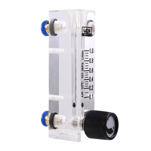 2X 4T 0.1-1L/MIN Acrylic Variable Area Flow Meter Adjustable Panel Mount Gas Rotameter Air Flow Rate Controller 2