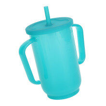 Leakproof Rehabilitation Straw Cup with 2 Handles for Adults, 300ml