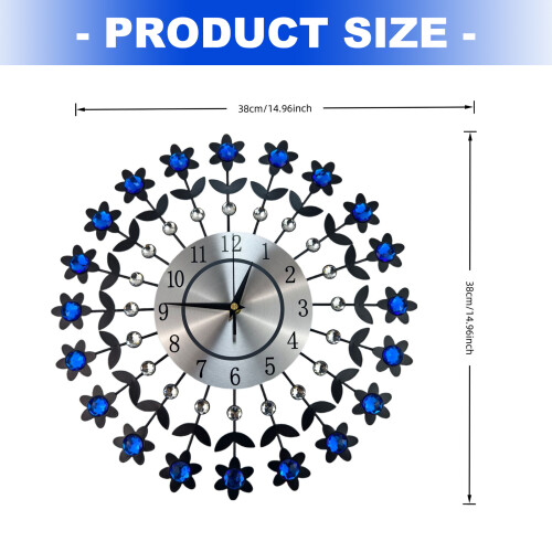 Large Modern Wall Clock Decorative Crystal Flowers Wall Clock 2