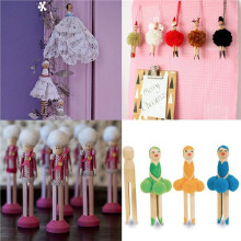 100 Sets Unfinished Wood Doll Pins Doll Clothespins Wooden Round Peg Wood Clothespins and Stands Supplies