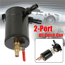 5X Universal Oil Catch Can Compact Baffled 2-Port Aluminum Reservoir Oil Catch Tank with Drain Valve Fuel Tank Parts