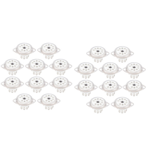 20PCS Ceramic B9A Silver-Plated 9Pin Vacuum Tube Socket Panel Chassis Mount for ECC81 ECC82 ECC83 EL84 6922 Vacuum Tube