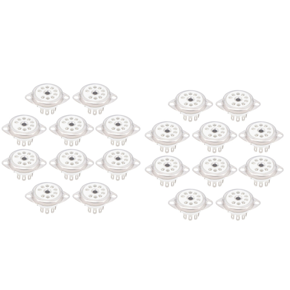 20Pcs Ceramic B9a -Plated 9Pin Vacuum Tube Socket Panel Chassis Mount For Ecc81 Ecc82 Ecc83 El84 6922 Vacuum Tube Silver 6032475603213