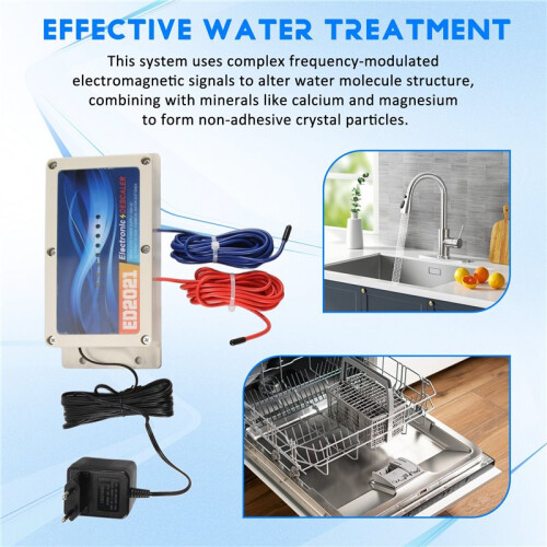 Electronic Water Descaler System Reduces Limescale Rust and Minerals No Chemicals Easy Installation EU Plug 2