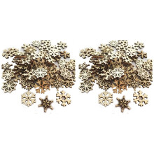 200Pcs Wooden Snowflakes Embellishments Cutouts Ornaments Unfinished Wood Snowflake Hanging Ornaments