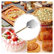 12 Inch Pizza Shovel Metal Non-Stick Pizza Peel with Wood Handle Transfer Tray for Homemade Baking Pizza Cake Tools