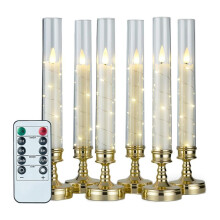 6 PCS Flameless Candles with Remote and Timer, Flickering LED Romantic Candles with Embedded Star String