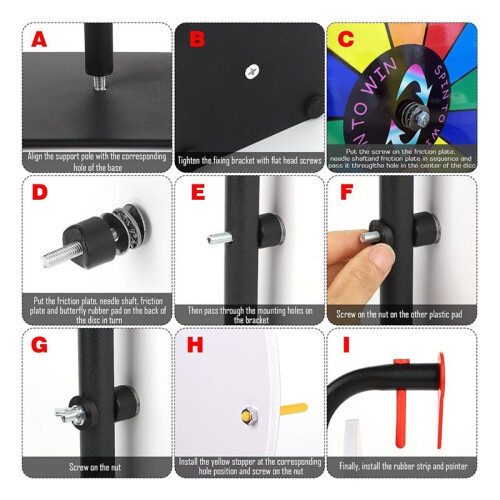Roda de Prêmios de 12 Polegadas com 12 Ranhuras, Base e Suporte Resistentes, Ideal para Eventos de Carnaval e Festas em Casa 1