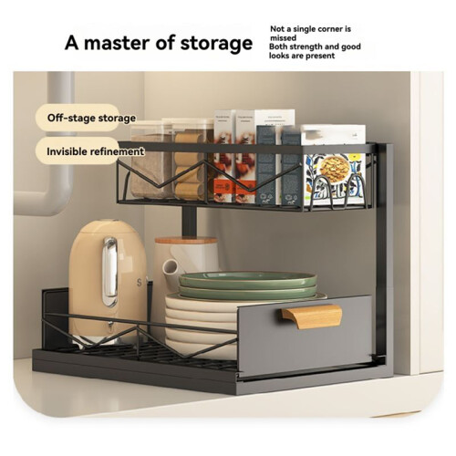 Kitchen Storage Racks Pull-Out Drawer Under-Sink Racks Multi-Layer Kitchen Storage Racks Cabinet Racks 2