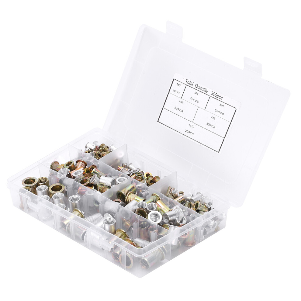 300Pcs Carbon Steel Rivet Nut Set 6 Sizes M3-M10 Galvanized 9311391731772