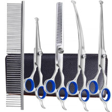 Professional 6-in-1 4CR Stainless Steel Safety Scissors for Dogs, Cats, and Other Animals PZCC