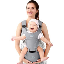 Ergonomic Baby Carrier with Hip Seat, Multi-position: Front, Back, For Babies and Children from 3 to 36 Months (Grey)