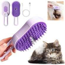TOPESCT 3-in-1 Cat Steam Brush, Dog Steam Brush, Long Hair Cat Brush, Cat Brush, Purple