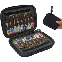 Fishing Lures, 16pcs Glitter Spinner Fishing Lures, Fishing Spoons, Fishing Lure Kits, Fishing Accessories for Trout