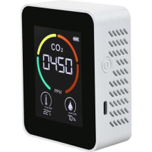 Home Air Quality Detector Multifunctional CO2-Temperature-Humidity Monitor PPM TVOC Sensor White