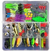 106 Piece Fishing Lure Kit, Spinnerbaits, Soft Lures, Plastic Worms, Soft Fishing Jigs, Fishing Hook