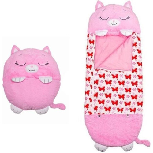 Children's Down Sleeping Bag with Pillow 137*50cm - Happy Nappers - Pink - Rectangular
