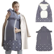Winter Baby Carrier Cape, Baby Carrier Cover, Waterproof Baby Carrier Cover with Removable Hood, Warm Fleece Lining
