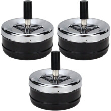 3-Pack Ashtrays, Swivel Ashtray with Push-Button Style, Indoor and Outdoor, Black - MCJ