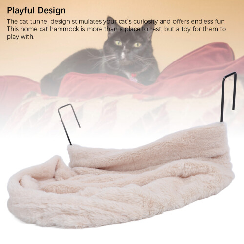 Space-Saving Plush Cat Hammock Bed, Soft Warm Beige, Indoor Comfort 2