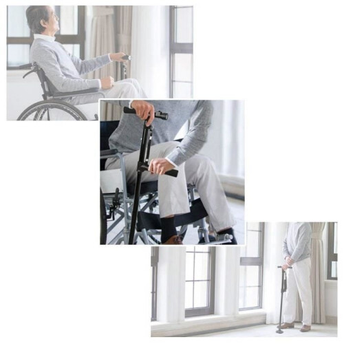 Folding Walking Stick with LED Light, Adjustable Folding Lightweight Walking Stick, Black 2