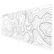 Large Gaming Mouse Pad White Topographic XXL Extended Desk Mat NonSlip Waterproof Surface for Keyboard and Laptop