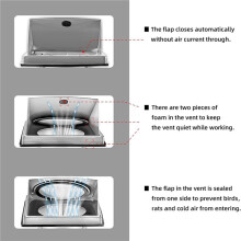 2pcs 5-Inch External Extractor Wall Vent Cushioned Non Return Flap, Stainless Steel Outside Dryer Vent Covers for House