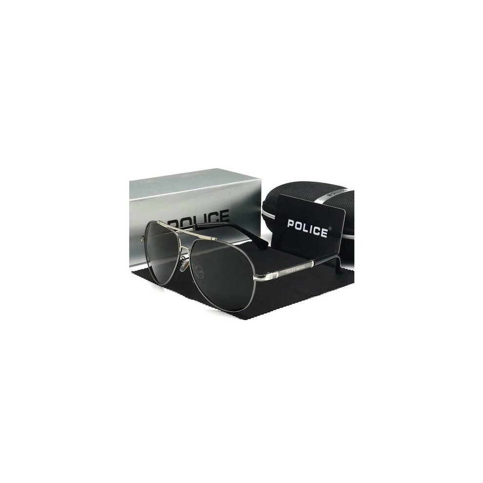 (Gun) Men's Police Polarized Sunglasses 4 Colors with Box Classic Driving Glasses