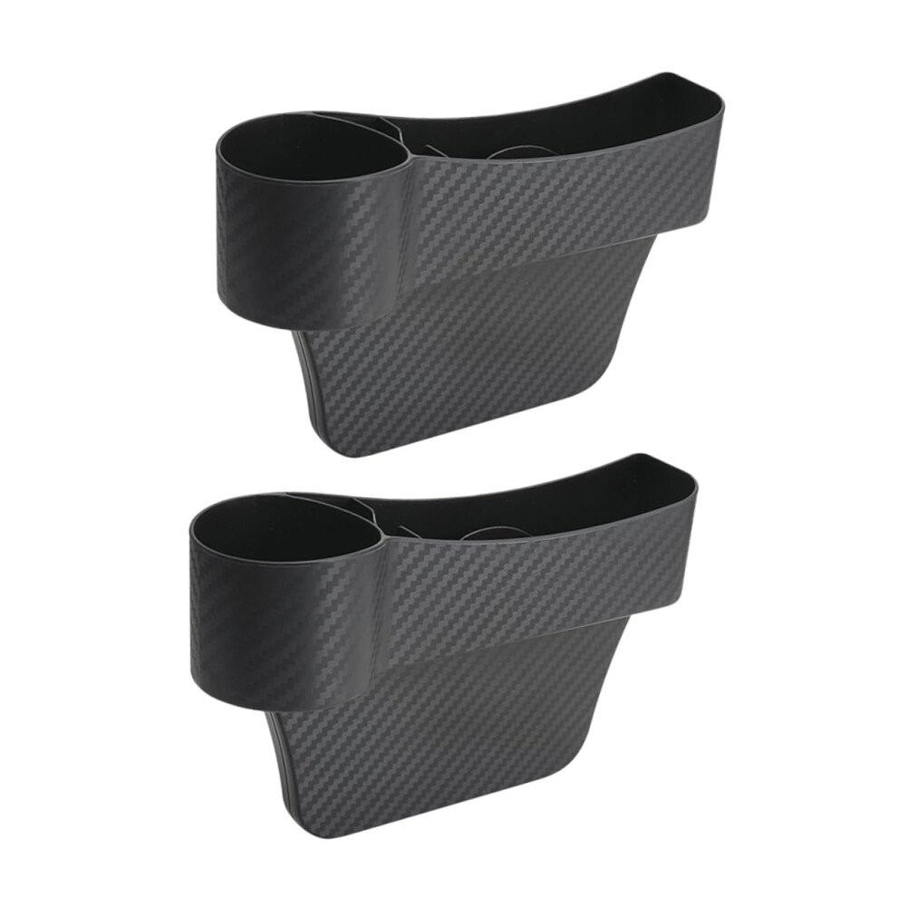 2 Pcs Car Seat Gap Filler With Cup Holder, Plastic Car Seat Organizer For Center Console Black 9092120252859