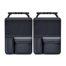 Car Trunk Organizer Set with Detachable Cooler Bag, Foldable PU Leather Back Seat Storage (Black 2pcs)