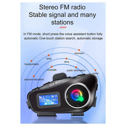 2X Q58-Max Motorcycle Helmet Intercom  Headset MP3 Music Sharing 2 People 500M Intercom(Hard Wire) 2