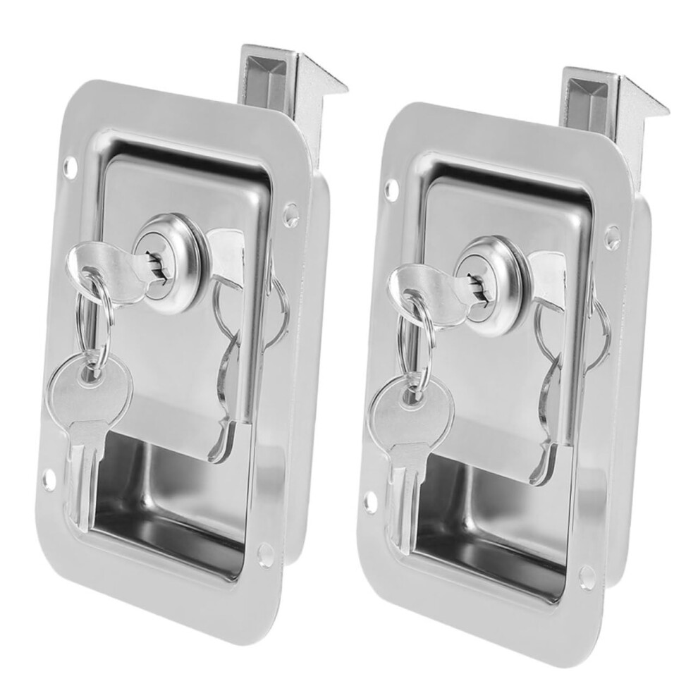 2Pcs Heavy Duty Stainless Steel Paddle Latch For Trailer Toolbox, Flush Mount Lock With Easy Installation 9330225084433
