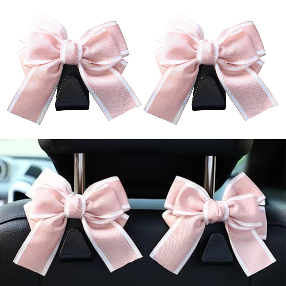 2Pcs Bow Car Headrest Hook For Purse And Bag, Spacesaving Antiswing Car Seat Back Hook Pink 9073542769750