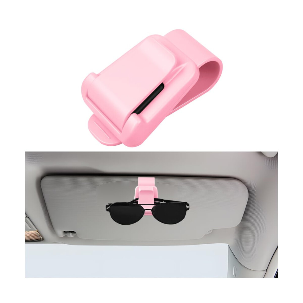 Car Visor Sunglass Holder With Card Ticket Clip, Scratch Grip, Universal For Suv Sedan Truck Pink 9092120253061