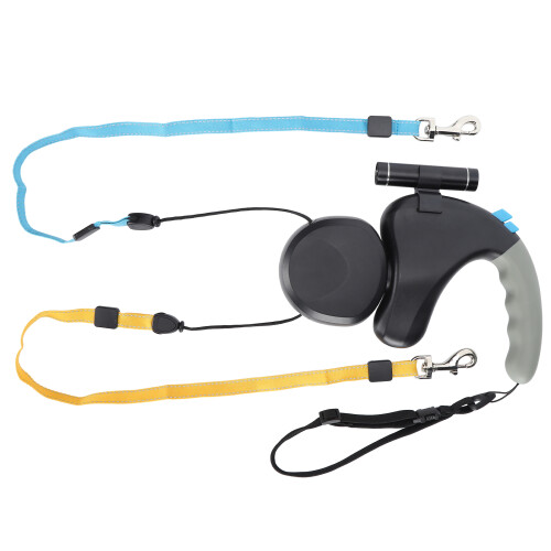 Laisse chien double tête 3m - Avec éclairage LED 1