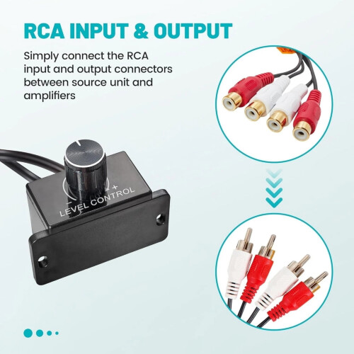 Car Amplifier Volume Controller RCA Dash Mount for Vehicle