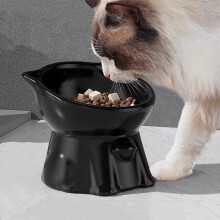 CSEONE Ceramic Raised Cat Food Bowl, 5.12x4.33", Whisker-Friendly, Neck Protection – Compatible with Cats