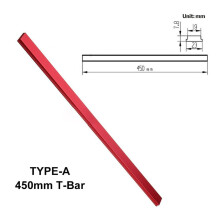 T-skinne geringssav til træbearbejdning, 23 mm/0,9 tommer bredde, aluminiumslegering rød, 450 mm T-skinne type A, justerbar geringsføring