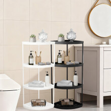 4 Tier Corner Shelf Stand, Bathroom Corner Shelf, Plastic Shelving with Wheel for Kitchen, Office, Food Items, Toys