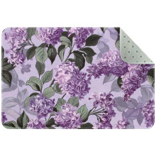 Lilac Flower Aesthetic Pattern Small Area Rug, Non-Slip Door Mat Indoor Floor Mat, Washable Kitchen Rug Entrance Door Mat for Bedroom Living Room