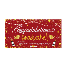 Graduation Backdrop Banner 70x39", Red Party Decor for Grad Photos & Prom – Compatible with Standard Photo Booths