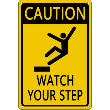 Vintage Metal Tin Signs Caution Watch Your Step Sign Safety Sign for Home Bar Restaurant Indoor Or Outdoor Use (Aluminum) Size: 8 x 12 inch