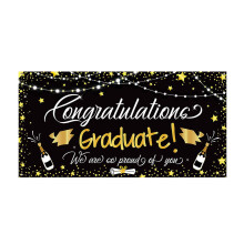 Graduation Backdrop Banner 70x37", Black Party Decor for Grad, Prom & Photo Events – Compatible with Standard Frames