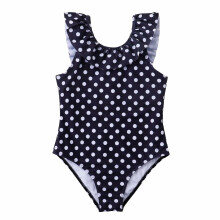 Tao Child Flickor Baddräkt med Prickigt Tryck, Volang, 1-Delad Baddräkt, Sommar, Strand, Sport, Badkläder, Svart, 13-14 År