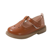 Toddler Little Girl Mary Jane Dress Shoes - Ballet Flats for Girl Party School Shoes Brown 3-3.5 Years