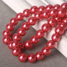 4mm/6mm/8mm Round Pearl Glass DIY Loose Spacer Beads Wholesale Lot-Red-4mm