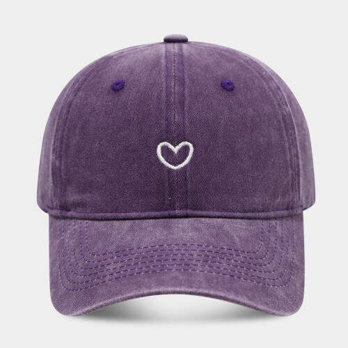 Vasket baseballcaps med hjertebroderi til dame