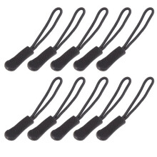 10 Tiradores de cremallera antideslizantes, cremallera, extensión, prácticos y robustos para mochilas, chaquetas, etc. - Negro